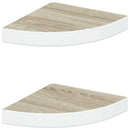 vidaXL 2 db fehér-tölgyszínű MDF fali sarokpolc 25 x 25 x 3,8 cm