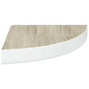 vidaXL 2 db fehér-tölgyszínű MDF fali sarokpolc 25 x 25 x 3,8 cm