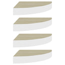 vidaXL 4 db tölgyszínű és fehér MDF fali sarokpolc 35 x 35 x 3,8 cm