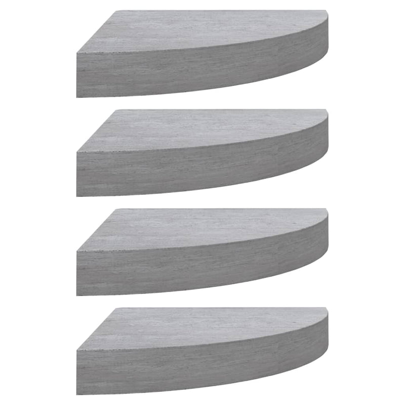 vidaXL 4 db betonszürke MDF fali sarokpolc 35 x 35 x 3,8 cm