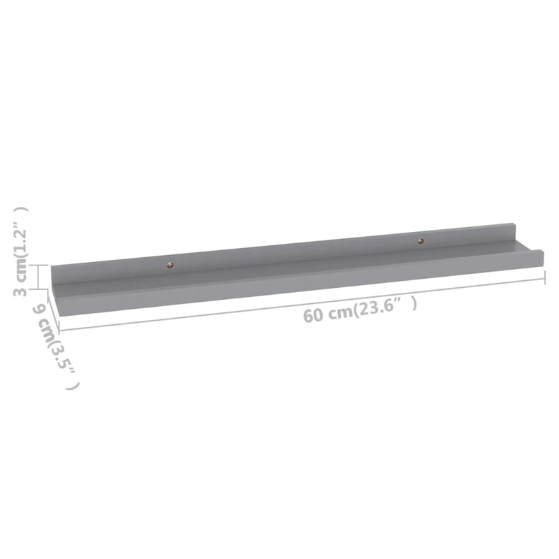 vidaXL 4 db szürke fali polc 60 x 9 x 3 cm
