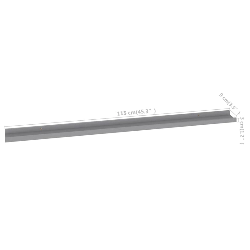 vidaXL 4 db szürke fali polc 115 x 9 x 3 cm