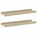 vidaXL 2 db fehér és sonoma tölgy színű fali polc 40 x 9 x 3 cm