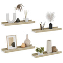 vidaXL 4 db fehér és sonoma tölgy színű fali polc 40 x 9 x 3 cm