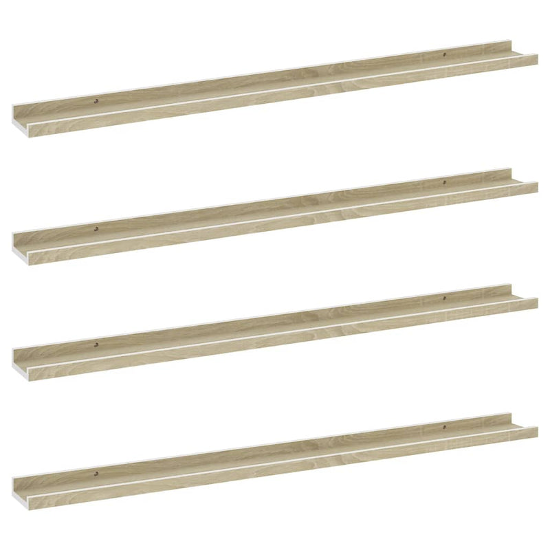 vidaXL 4 db fehér és sonoma tölgy színű fali polc 100 x 9 x 3 cm