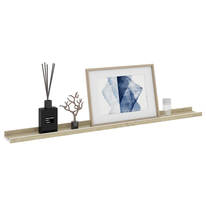 vidaXL 4 db fehér és sonoma tölgy színű fali polc 100 x 9 x 3 cm