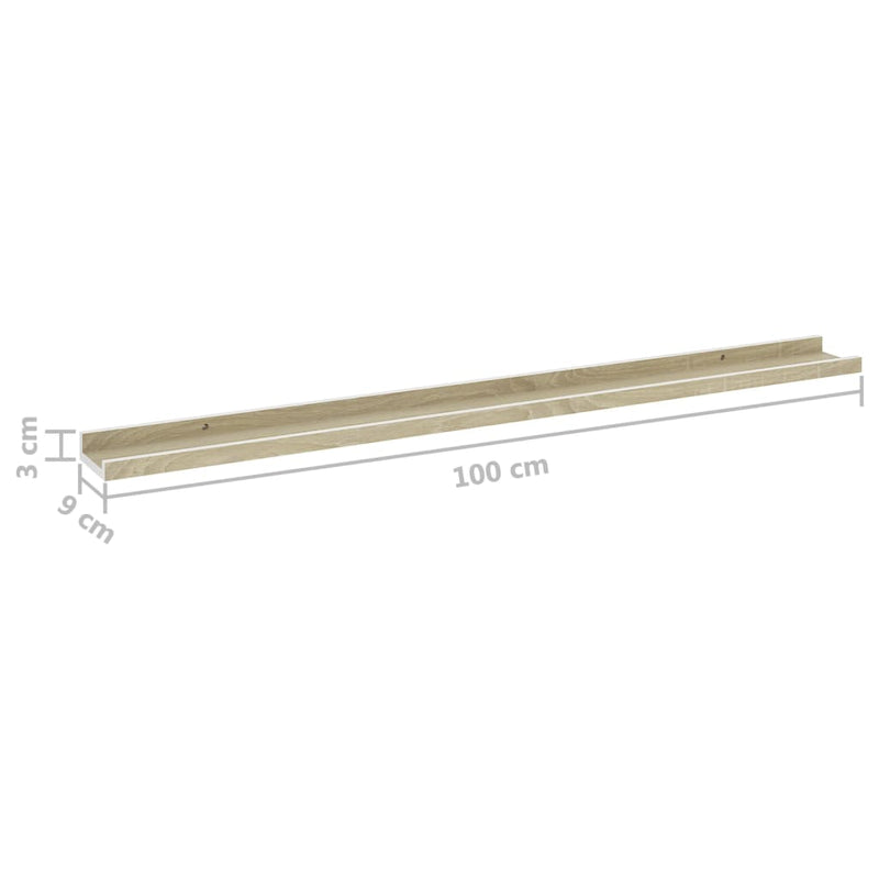 vidaXL 4 db fehér és sonoma tölgy színű fali polc 100 x 9 x 3 cm