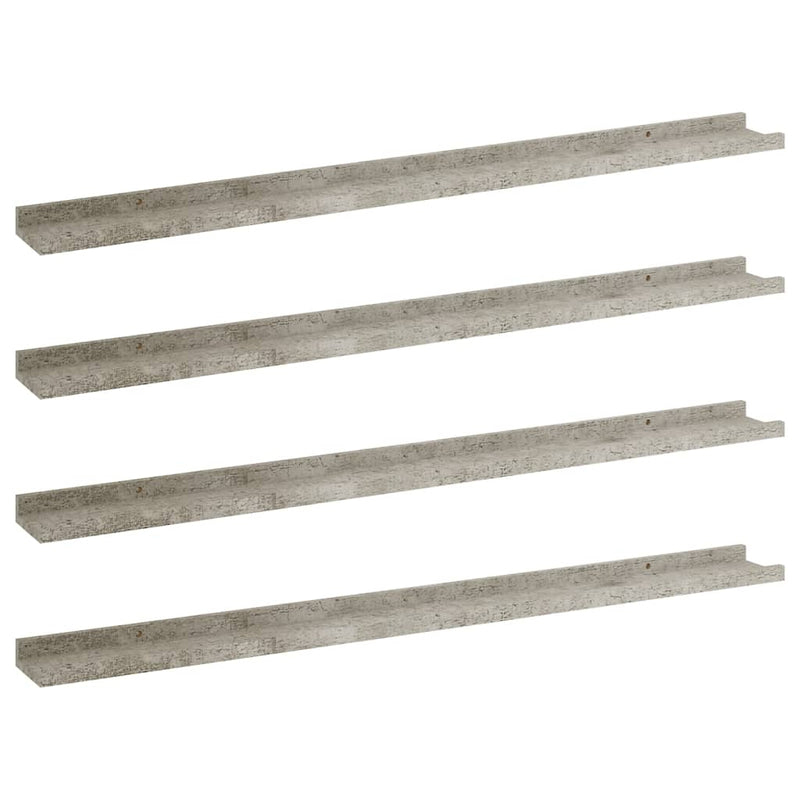 vidaXL 4 db betonszürke fali polc 100 x 9 x 3 cm