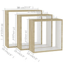 vidaXL 3 db fehér és sonoma tölgy fali kockapolc