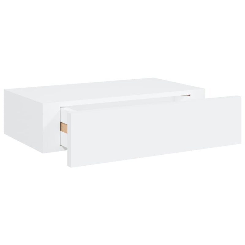vidaXL fehér MDF falra szerelhető fiókos polc 40 x 23,5 x 10 cm