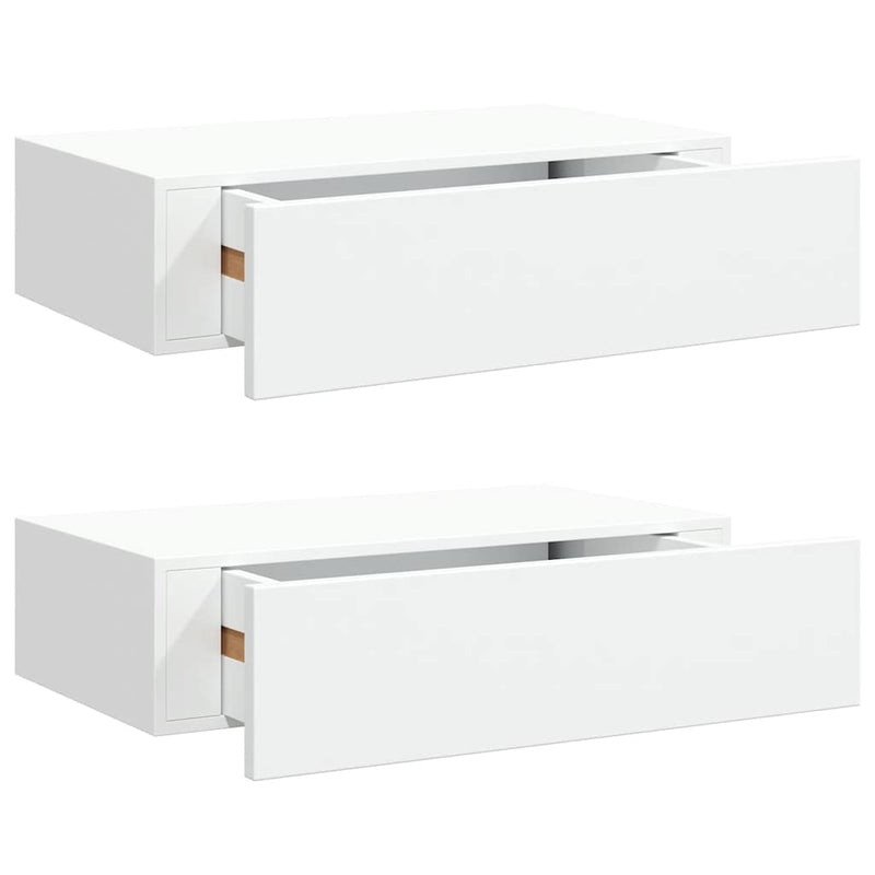 vidaXL 2 db fehér MDF falra szerelhető fiókos polc 40 x 23,5 x 10 cm
