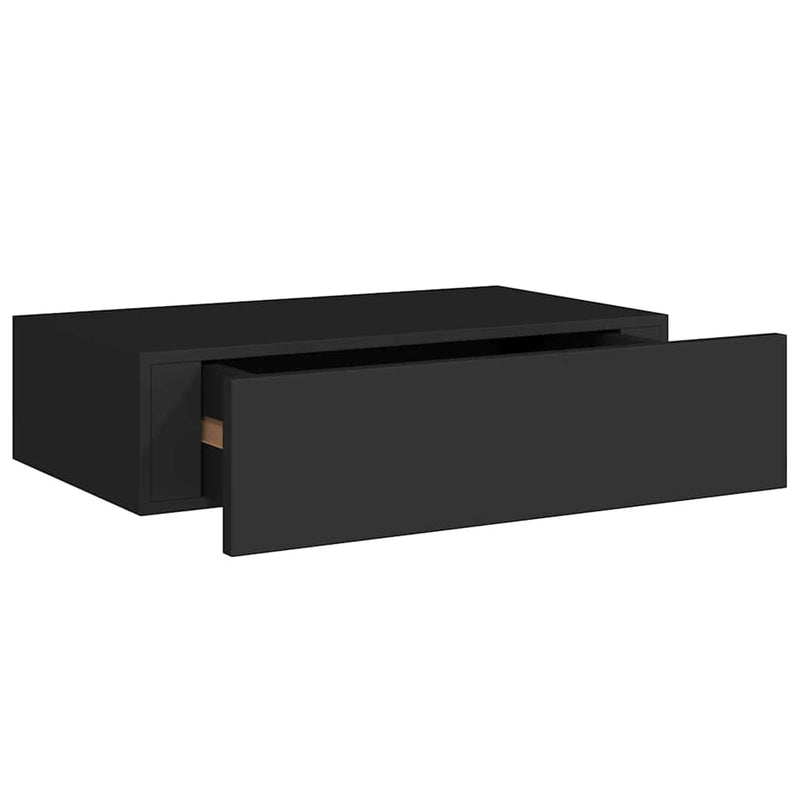 vidaXL fekete falra szerelhető fiókos polc 40 x 23,5 x 10 cm