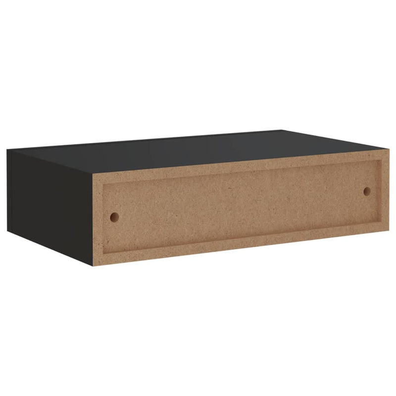 vidaXL fekete falra szerelhető fiókos polc 40 x 23,5 x 10 cm