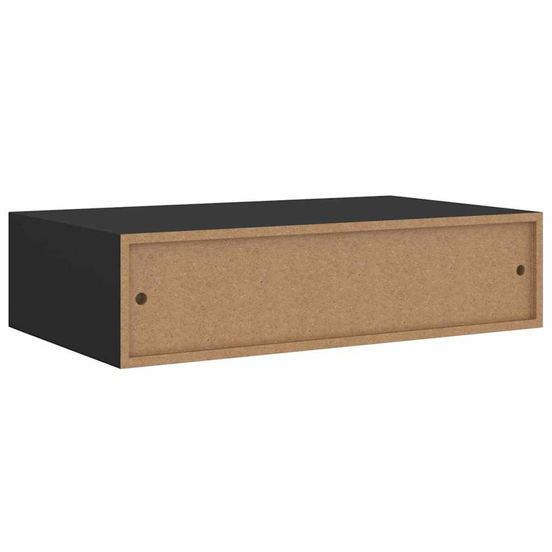 vidaXL fekete falra szerelhető fiókos polc 40 x 23,5 x 10 cm