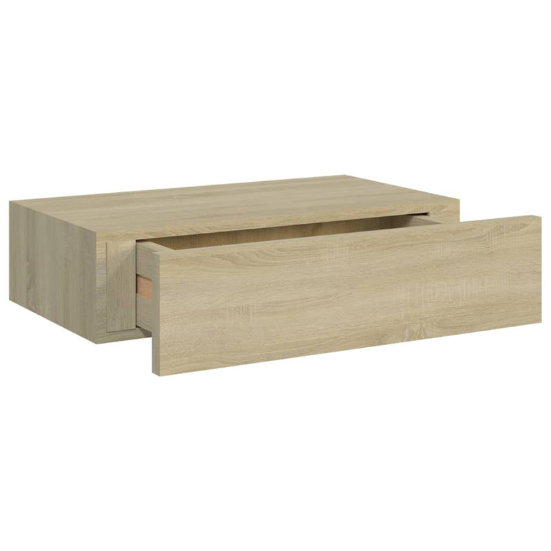 vidaXL tölgyszínű MDF falra szerelhető fiókos polc 40 x 23,5 x 10 cm