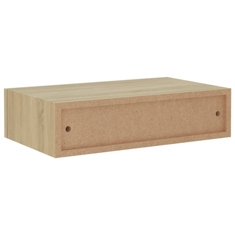 vidaXL tölgyszínű MDF falra szerelhető fiókos polc 40 x 23,5 x 10 cm