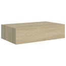 vidaXL 2 db tölgyszínű MDF falra szerelhető fiókos polc 40x23,5x10 cm