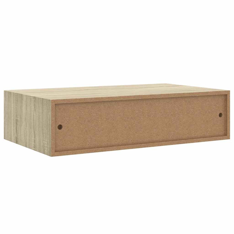vidaXL 2 db tölgyszínű MDF falra szerelhető fiókos polc 40x23,5x10 cm