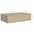 vidaXL 2 db tölgyszínű MDF falra szerelhető fiókos polc 40x23,5x10 cm