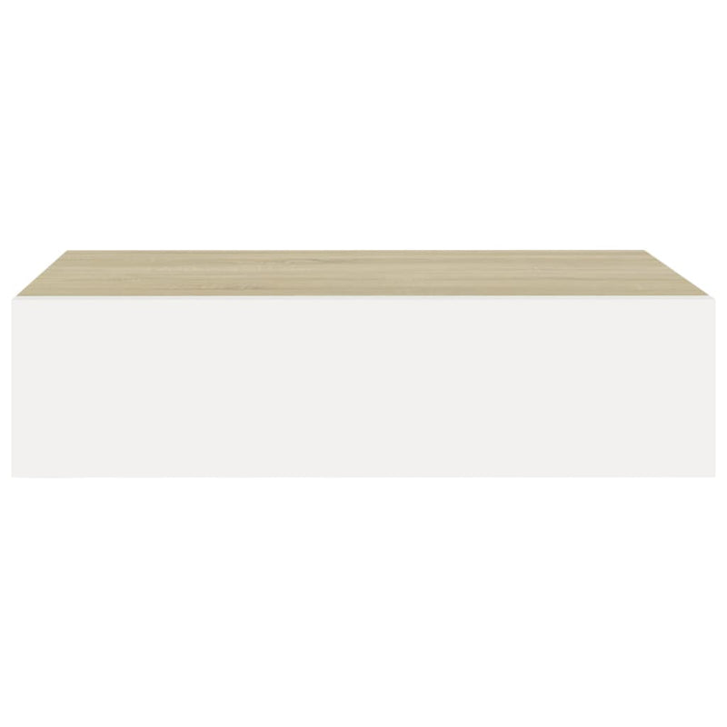 vidaXL falra szerelhető fiókos polc tölgyfa és fehér színben 40 x 23,5 x 10 cm MDF