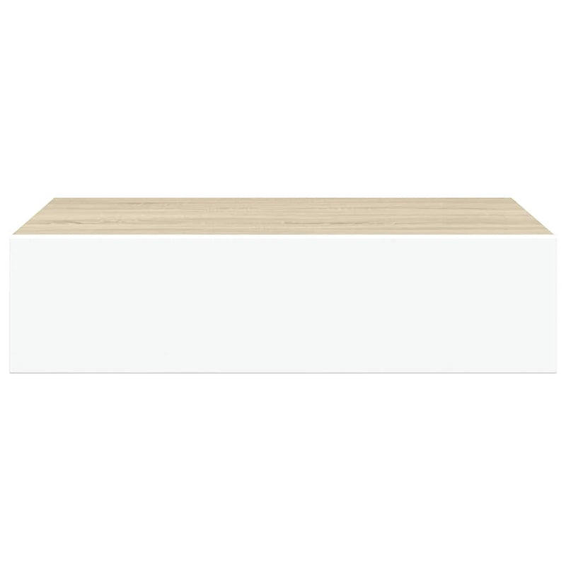 vidaXL falra szerelhető fiókos polc tölgyfa és fehér színben 40 x 23,5 x 10 cm MDF