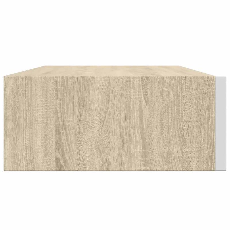 vidaXL falra szerelhető fiókos polc tölgyfa és fehér színben 40 x 23,5 x 10 cm MDF