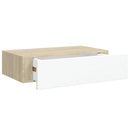 vidaXL 2 db tölgyszínű és fehér MDF fiókos fali polc 40 x 23,5 x 10 cm