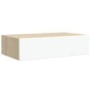 vidaXL 2 db tölgyszínű és fehér MDF fiókos fali polc 40 x 23,5 x 10 cm
