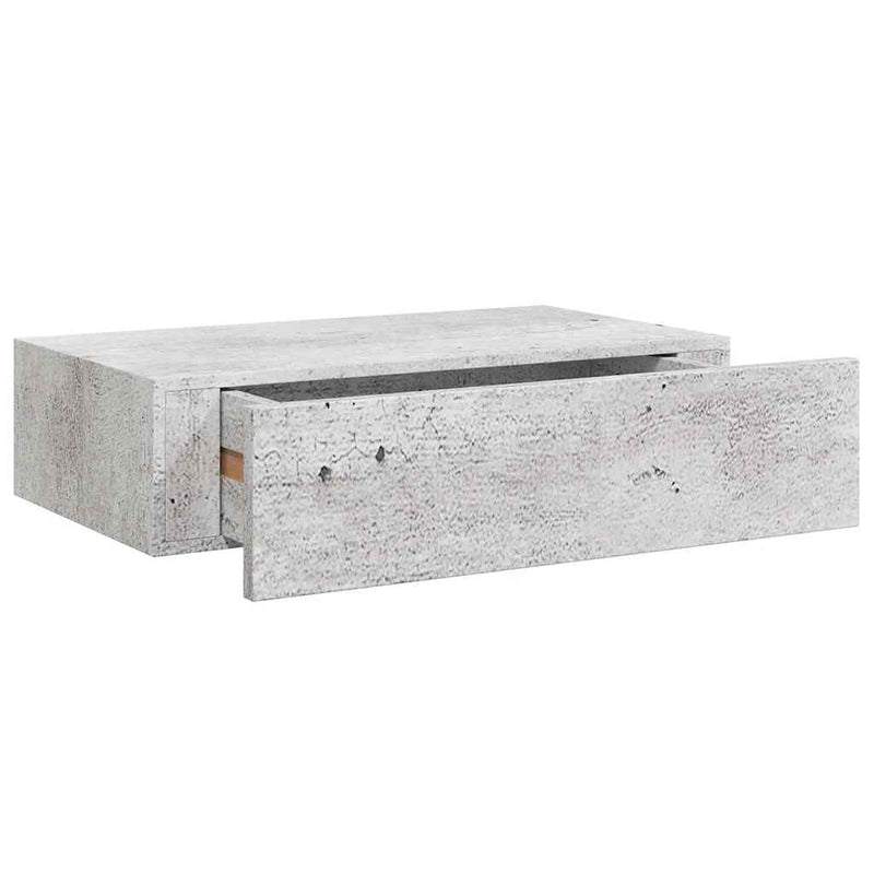 vidaXL betonszürke MDF falra szerelhető fiókos polc 40 x 23,5 x 10 cm