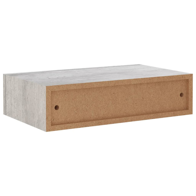 vidaXL 2 db betonszürke MDF falra szerelhető fiókos polc 40x23,5x10 cm