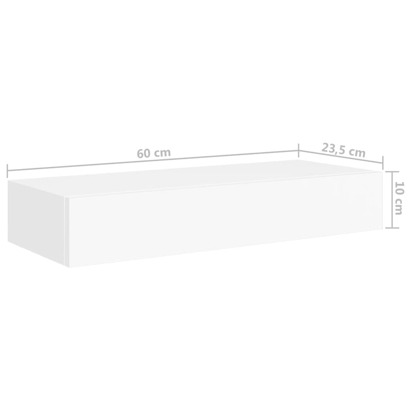 vidaXL fehér MDF falra szerelhető fiókos polc 60 x 23,5 x 10 cm