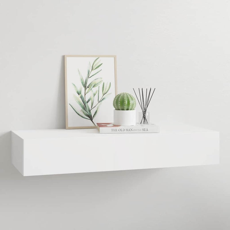 vidaXL fehér MDF falra szerelhető fiókos polc 60 x 23,5 x 10 cm