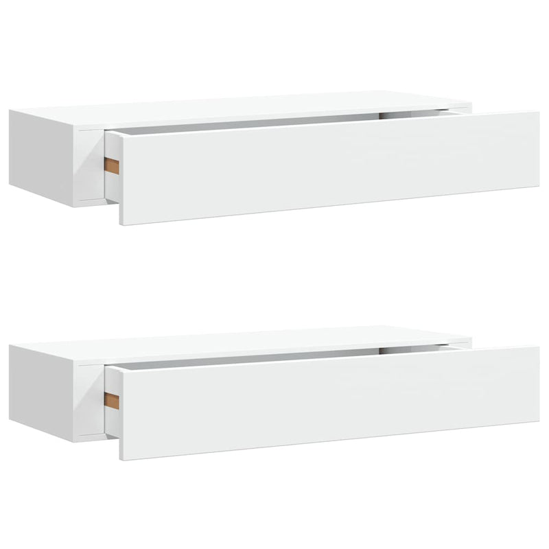 vidaXL 2 db fehér MDF falra szerelhető fiókos polc 60 x 23,5 x 10 cm