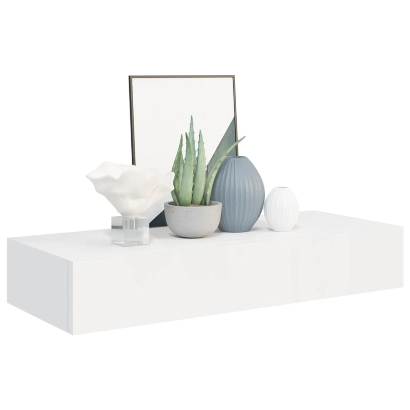 vidaXL 2 db fehér MDF falra szerelhető fiókos polc 60 x 23,5 x 10 cm