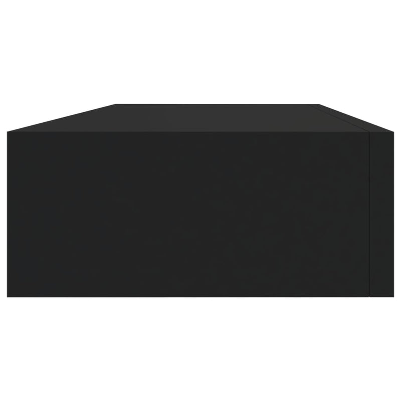 vidaXL fekete MDF falra szerelhető fiókos polc 60 x 23,5 x 10 cm