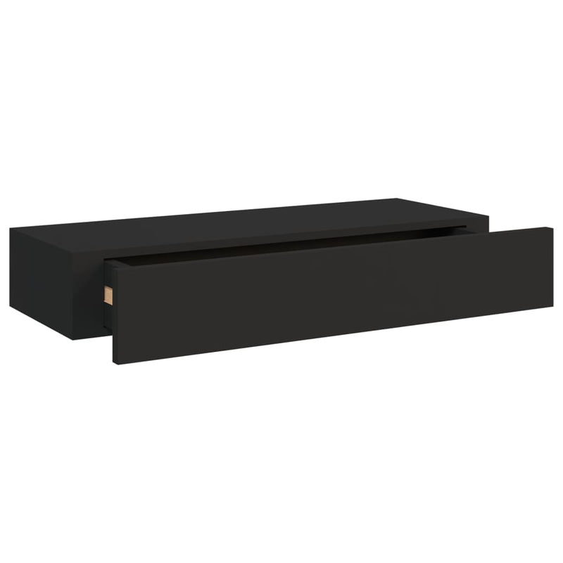 vidaXL fekete MDF falra szerelhető fiókos polc 60 x 23,5 x 10 cm