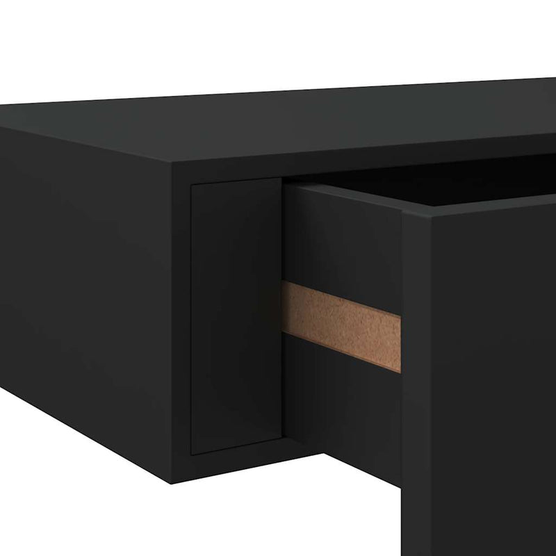 vidaXL fekete MDF falra szerelhető fiókos polc 60 x 23,5 x 10 cm