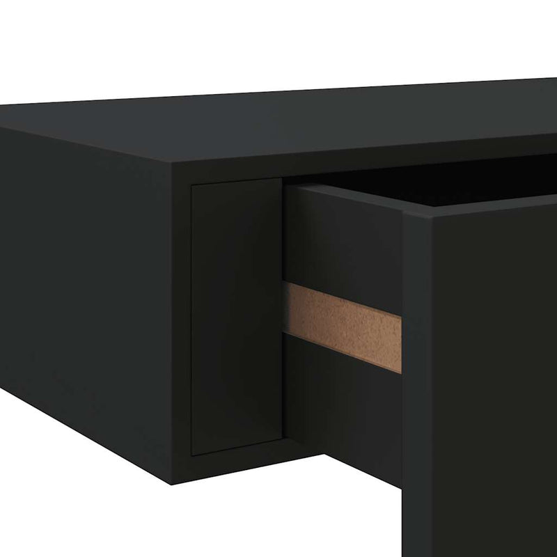 vidaXL 2 db fekete MDF falra szerelhető fiókos polc 60 x 23,5 x 10 cm