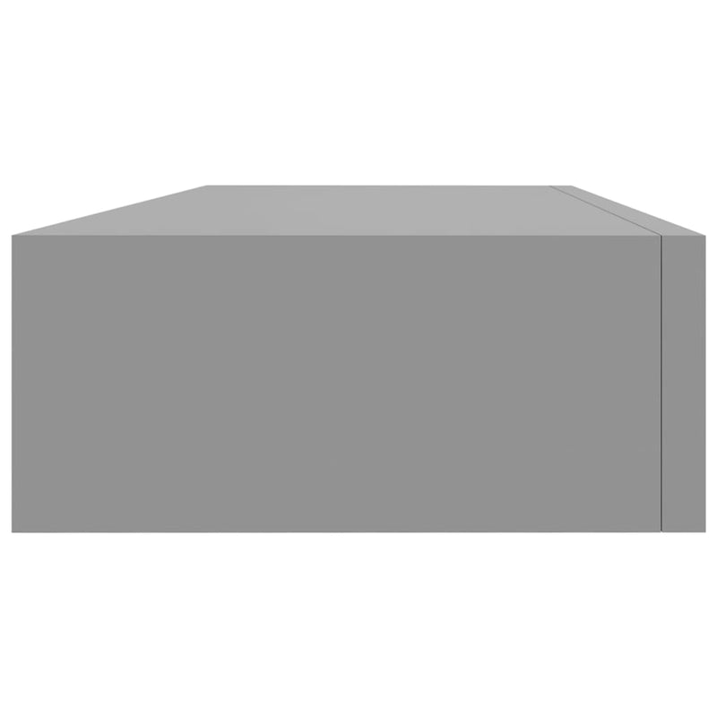 vidaXL szürke MDF falra szerelhető fiókos polc 60 x 23,5 x 10 cm