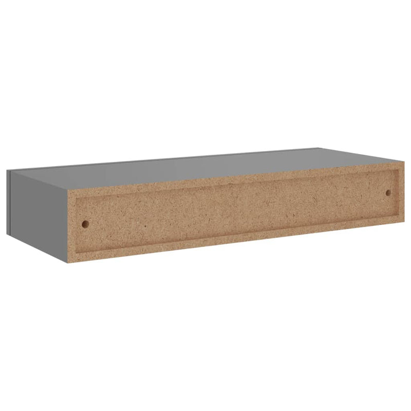 vidaXL szürke MDF falra szerelhető fiókos polc 60 x 23,5 x 10 cm
