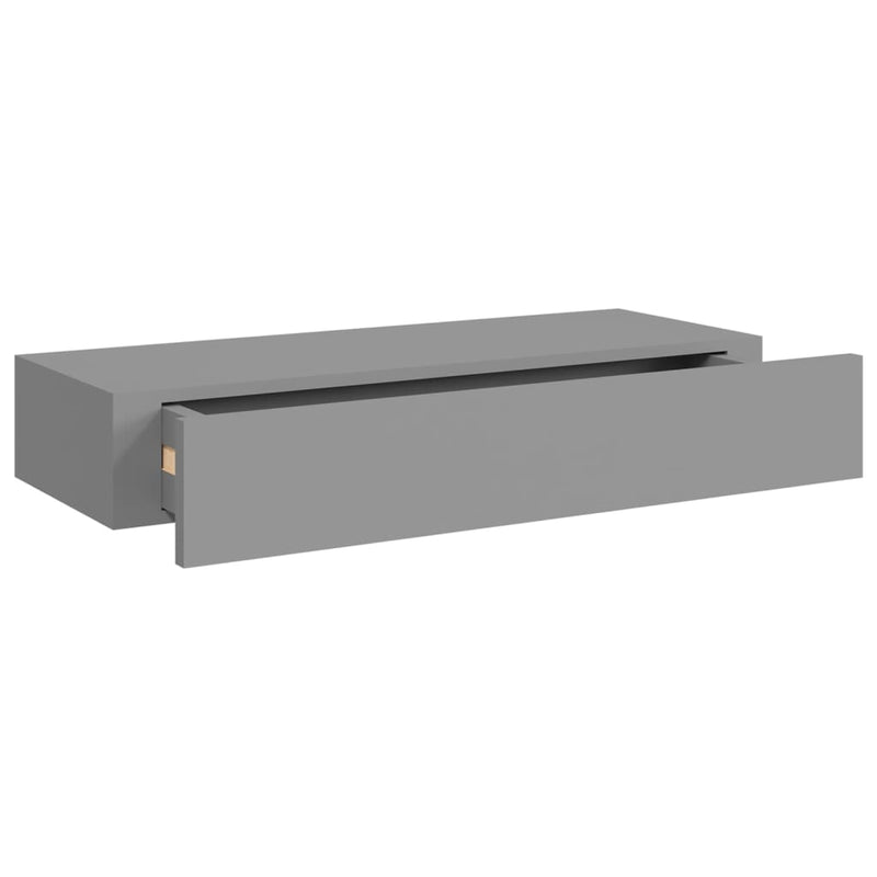 vidaXL 2 db szürke MDF falra szerelhető fiókos polc 60 x 23,5 x 10 cm