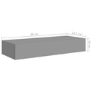 vidaXL 2 db szürke MDF falra szerelhető fiókos polc 60 x 23,5 x 10 cm