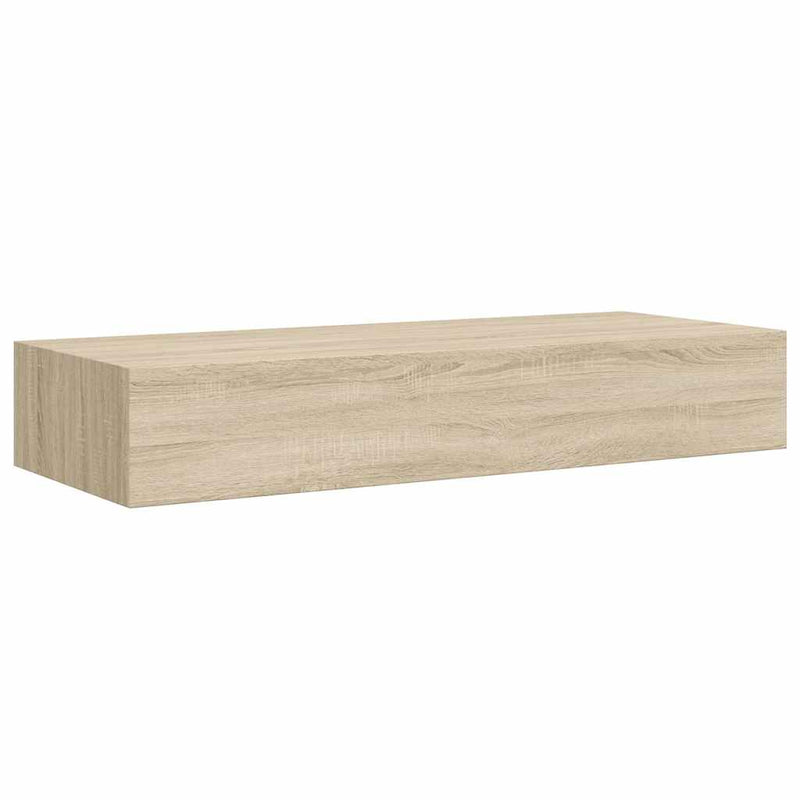 vidaXL 2 db tölgyszínű MDF falra szerelhető fiókos polc 60x23,5x10 cm