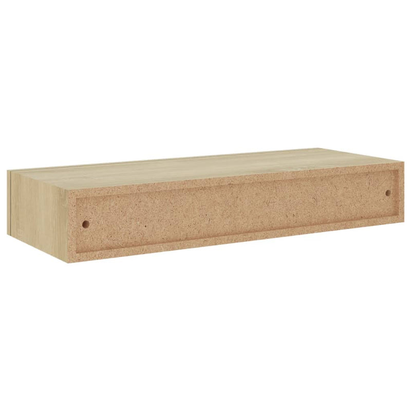 vidaXL 2 db tölgyszínű MDF falra szerelhető fiókos polc 60x23,5x10 cm