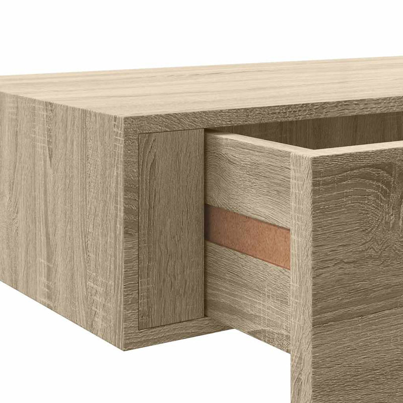 vidaXL 2 db tölgyszínű MDF falra szerelhető fiókos polc 60x23,5x10 cm