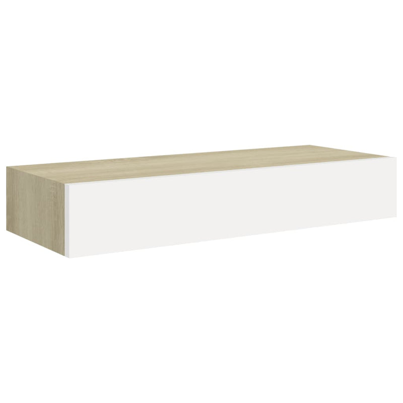 vidaXL 2 db tölgyszínű és fehér MDF fiókos fali polc 60 x 23,5 x 10 cm
