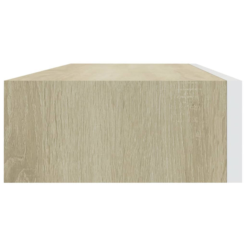 vidaXL 2 db tölgyszínű és fehér MDF fiókos fali polc 60 x 23,5 x 10 cm
