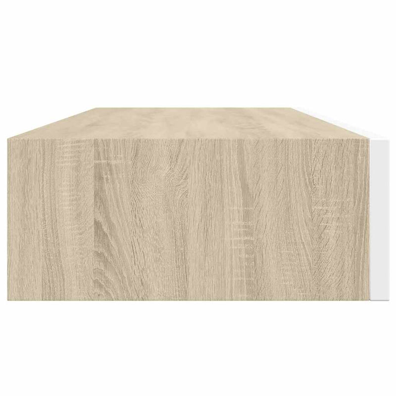 vidaXL 2 db tölgyszínű és fehér MDF fiókos fali polc 60 x 23,5 x 10 cm