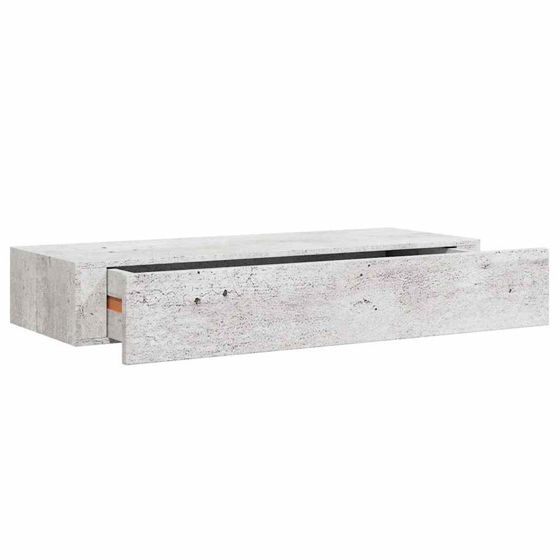 vidaXL betonszürke MDF falra szerelhető fiókos polc 60 x 23,5 x 10 cm