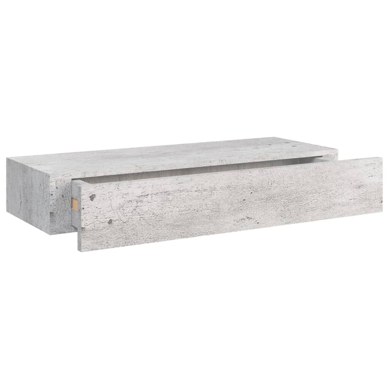 vidaXL betonszürke MDF falra szerelhető fiókos polc 60 x 23,5 x 10 cm